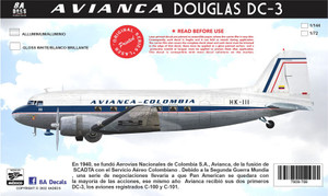 1/144 Scale Decal Avianca-Colombia DC-3