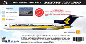 1/144 Scale Decal Singapore Airlines 727-200