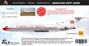 1/144 Scale Decal TAP Portugal 727-200 RETRO