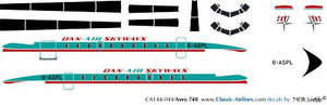 1/144 Scale Decal Dan-Air Skyways HS-748