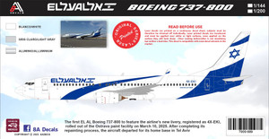 1/144 Scale Decal El Al 737-800 2025