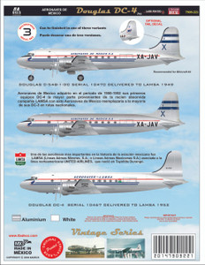 1/72 Scale Decal Aeronaves de Mexico / Lamsa DC-4