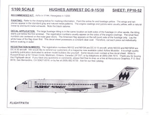 1/100 Scale Decal Hughes Airwest DC9-15 / 30