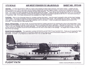 1/72 Scale Decal Air West F-27 BLUE / GOLD