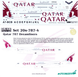 1/200 Scale Decal Qatar Airways 787