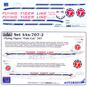 1/144 Scale Decal Flying Tiger Line 707