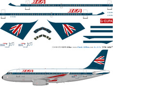1/144 Scale Decal British Airways A-319 BEA Retro