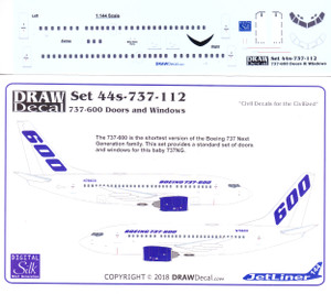 1/144 Scale Decal 737-600 Cockpit / Windows / Doors / Escapes