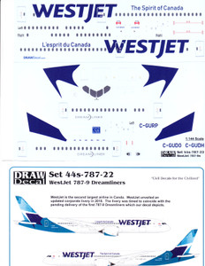1/144 Scale Decal WestJet 787-9