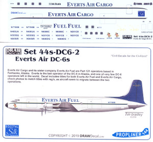 1/144 Scale Decal Everts Air Fuel DC-6