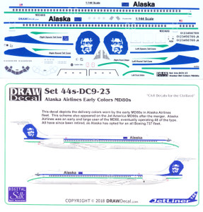 1/144 Scale Decal Alaska MD-80 Early Colors