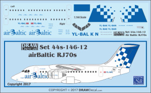 1/144 Scale Decal Air Baltic RJ-70