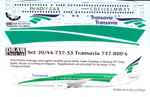 1/144 Scale Decal Transavia 737-800