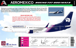 1/144 Scale Decal AEROMEXICO 737-800 / 737-8 MAX