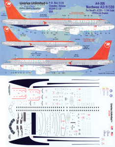 1/144 Scale Decal Northwest A-319 / A-320