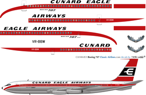 1/144 Scale Decal Cunard Eagle Airways 707