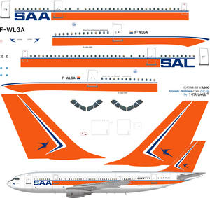 1/144 Scale Decal SAA - South African Airways A-300 Experimental