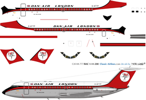 1/144 Scale Decal Dan-Air London BAC-111 2nd