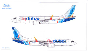 1/144 Scale Decal FlyDubai 737-8 MAX