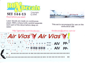 1/144 Scale Decal Air Vias 727-200