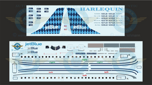 1/144 Scale Decal Jet Blue ERJ-190 HARELQUIN With Lifelike Cockpit & Windows