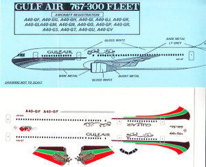 1/200 Scale Decal Gulf Air 767-300