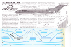 1/144 Scale Decal Braniff 727-200 Mercury Blue