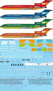 1/144 Scale Decal Braniff 727-200 Flying Colors CRM Kit