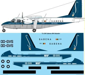 1/72 Scale Decal Sabena BN Islander