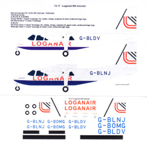 1/72 Scale Decal Loganair BN Islander