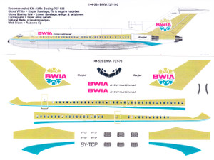 1/144 Scale Decal BWIA 727-100 Final Livery