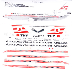 1/144 Scale Decal THY Turkish Airways DC10-10