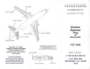 1/100 Scale Decal Casino Express 737-200 King of Hearts