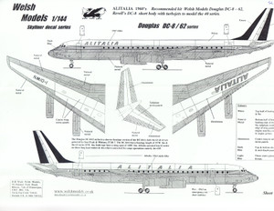 1/144 Scale Decal Alitalia DC8-62