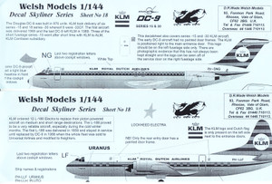 1/144 Scale Decal KLM Electra & DC9-15 / 30