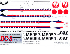 1/100 Scale Decal Japan Air Lines DC8-62