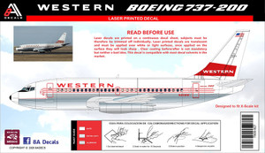 1/144 Scale Decal Western 737-200 for X Scale Kit