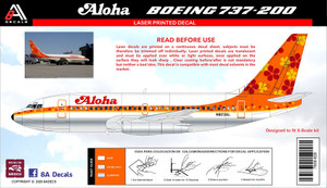 1/144 Scale Decal Aloha 737-200 FLOWERS for X Scale Kit