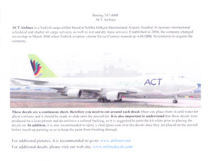 1/144 Scale Decal Air ACT Cargo 747-400F