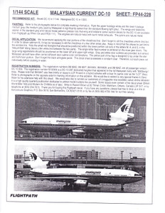 1/144 Scale Decal Malaysian & LOT DC-10 - 2 Aircraft