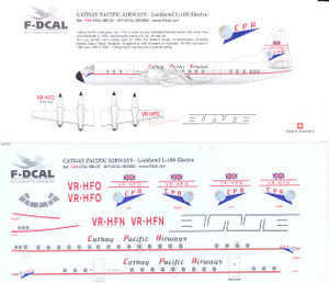 1/144 Scale Decal Cathay Pacific Electra
