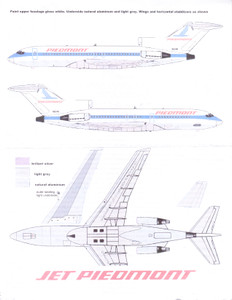 1/144 Scale Decal Piedmont Airlines 727-100 1981