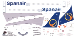 1/144 Scale Decal Spanair A-320 2010