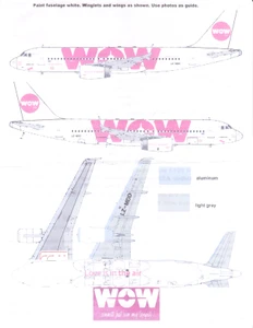 1/144 Scale Decal WOW Air A-320 2013
