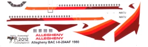 1/144 Scale Decal Allegheny BAC-111 1980