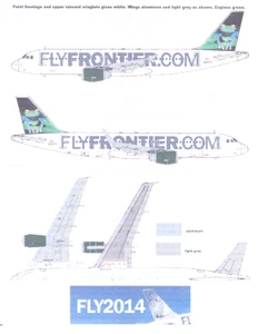 1/144 Scale Decal Frontier Airlines A-320 2014 FROG