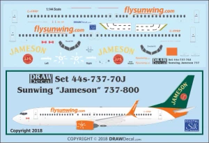 1/144 Scale Decal Sunwing 737-800 Jameson