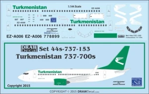 1/144 Scale Decal Turnmenistan 737-700