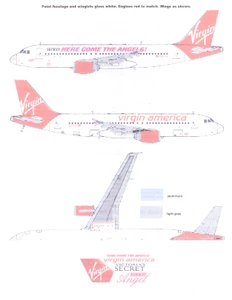 1/144 Scale Decal Virgin America A-320 Here Come the Angels