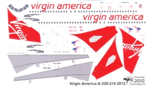 1/144 Scale Decal Virgin America A-320 2012